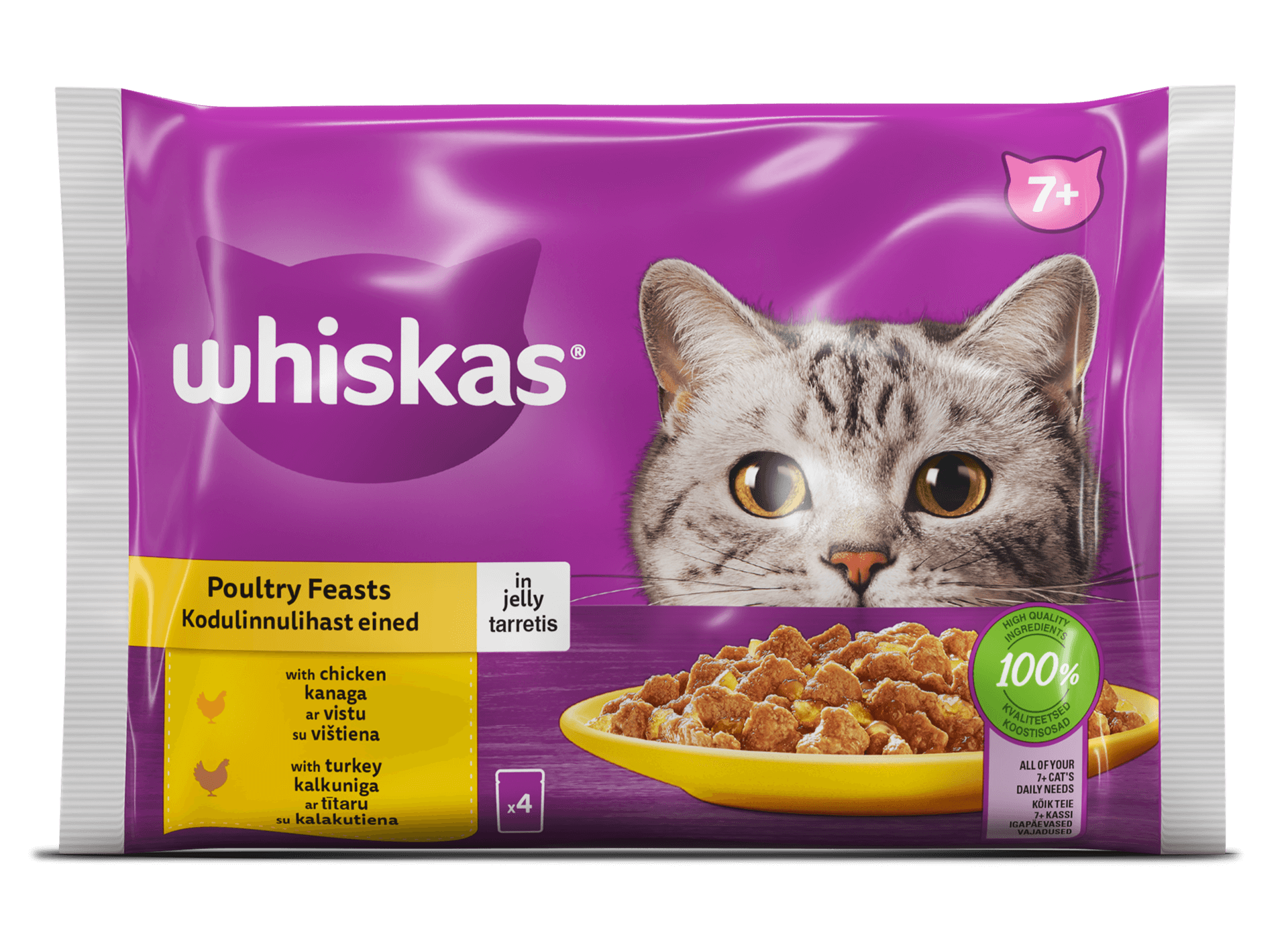Pouch 4 pack poultry selection for senior cats